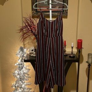 No.109 🔥 BP Vintage Capri Jumpsuit - Maroon with Black & White Stripes 🌟